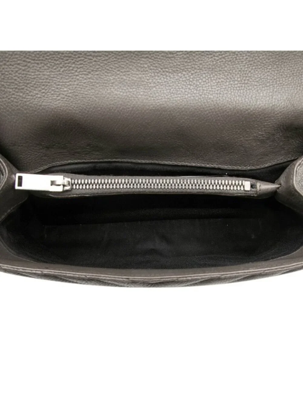 Saint Laurent YSL Monogram Carre Quilted 2-Way Shoulder Bag Gray Leather